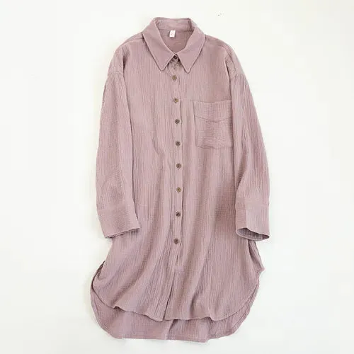 100% Cotton Long Sleeve Chic Shirt Dress with Turn-Down Collar for Women – Elegant Party & Casual Wear