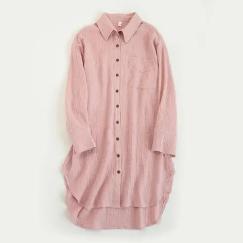 100% Cotton Long Sleeve Chic Shirt Dress with Turn-Down Collar for Women – Elegant Party & Casual Wear