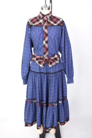 1980s Koos Van Den Akker Plaid Skirt Set