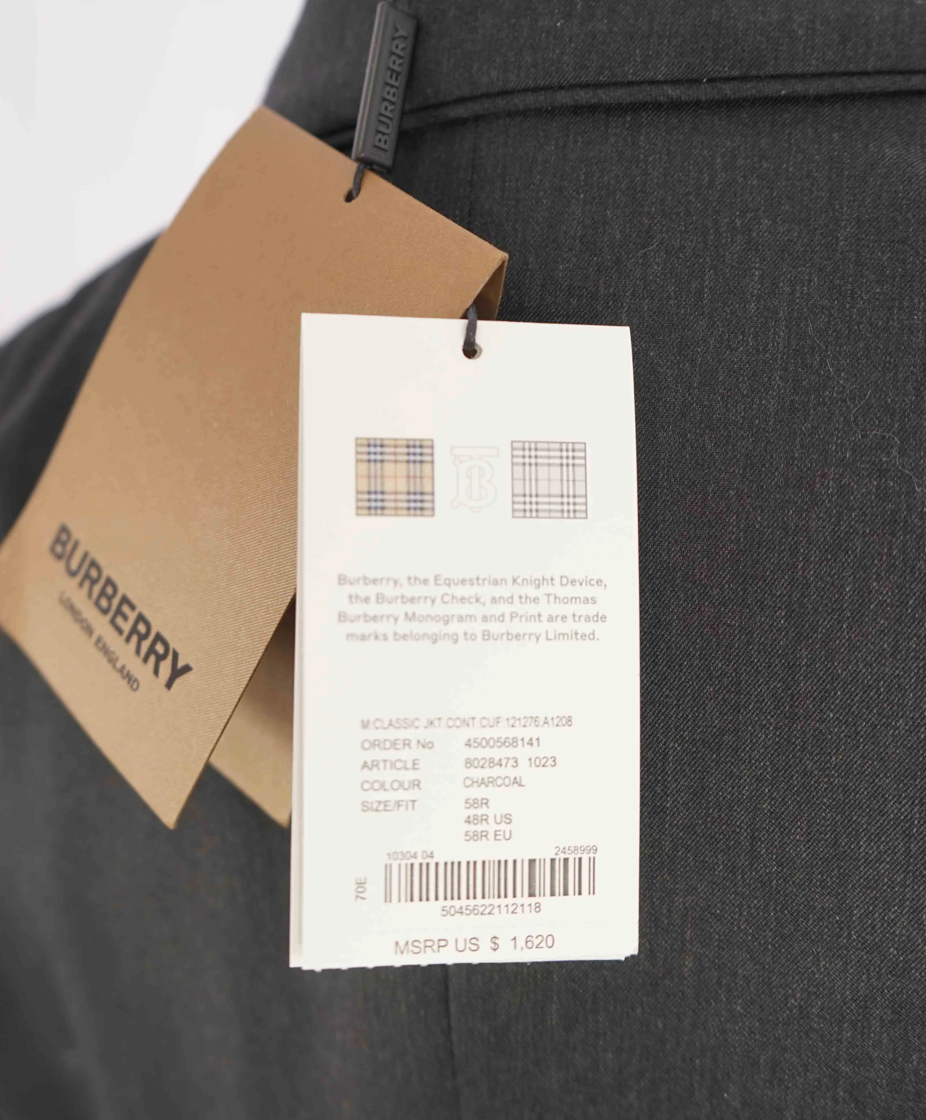 $2,050 BURBERRY - COLOR BLOCK Logo Gray/Black SLIM Blazer -