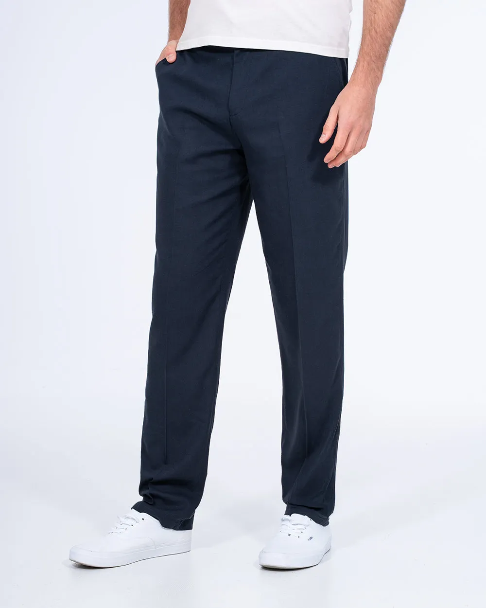 2t Ellis Tall Regular Fit Linen Look Trousers (navy)