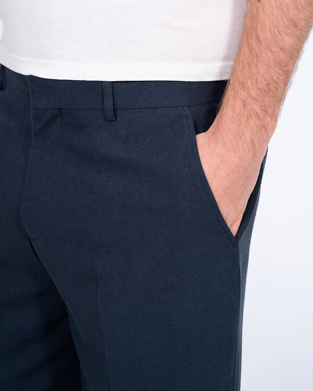 2t Ellis Tall Regular Fit Linen Look Trousers (navy)