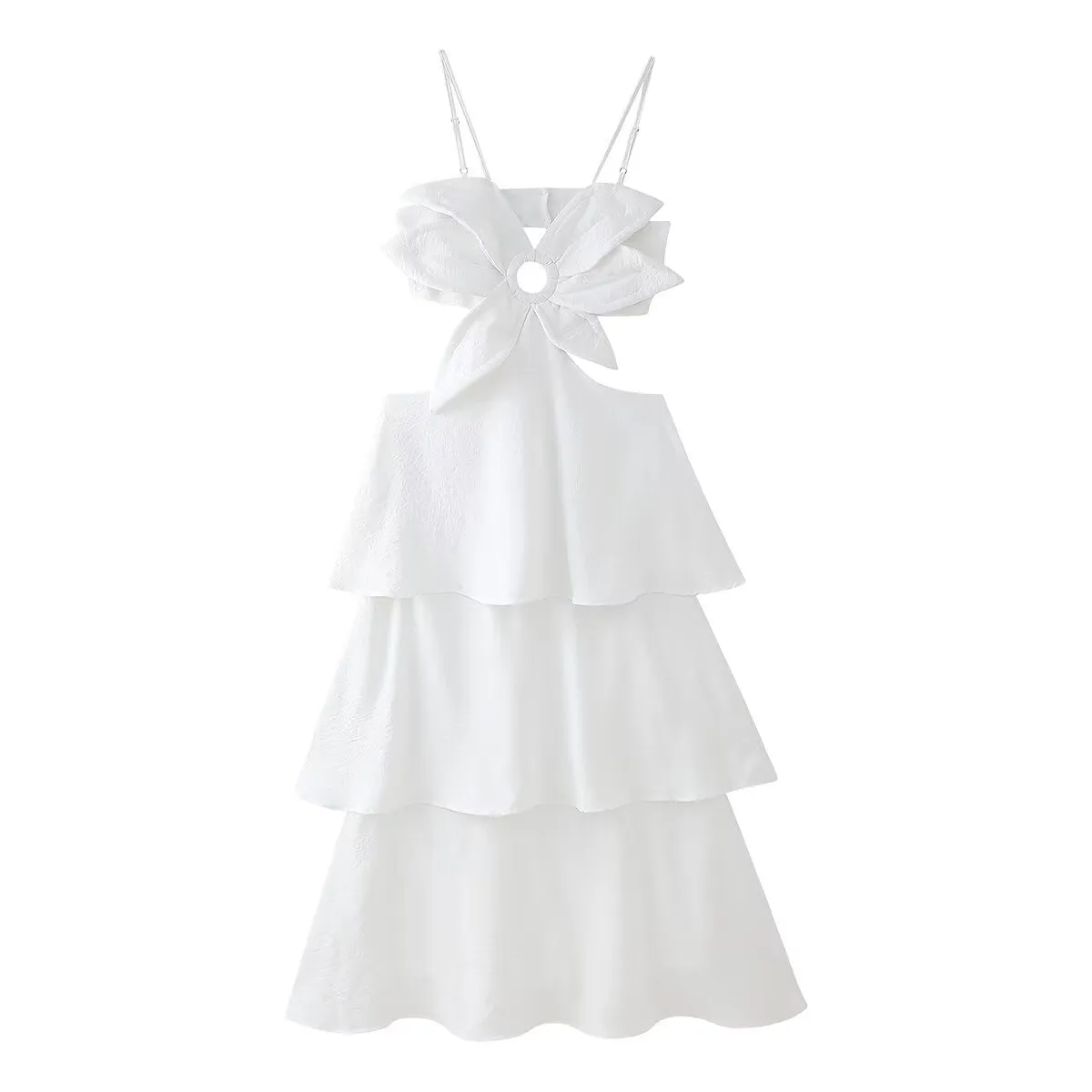 3D Flower Layered Sleeveless Suspender Dress
