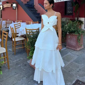 3D Flower Layered Sleeveless Suspender Dress