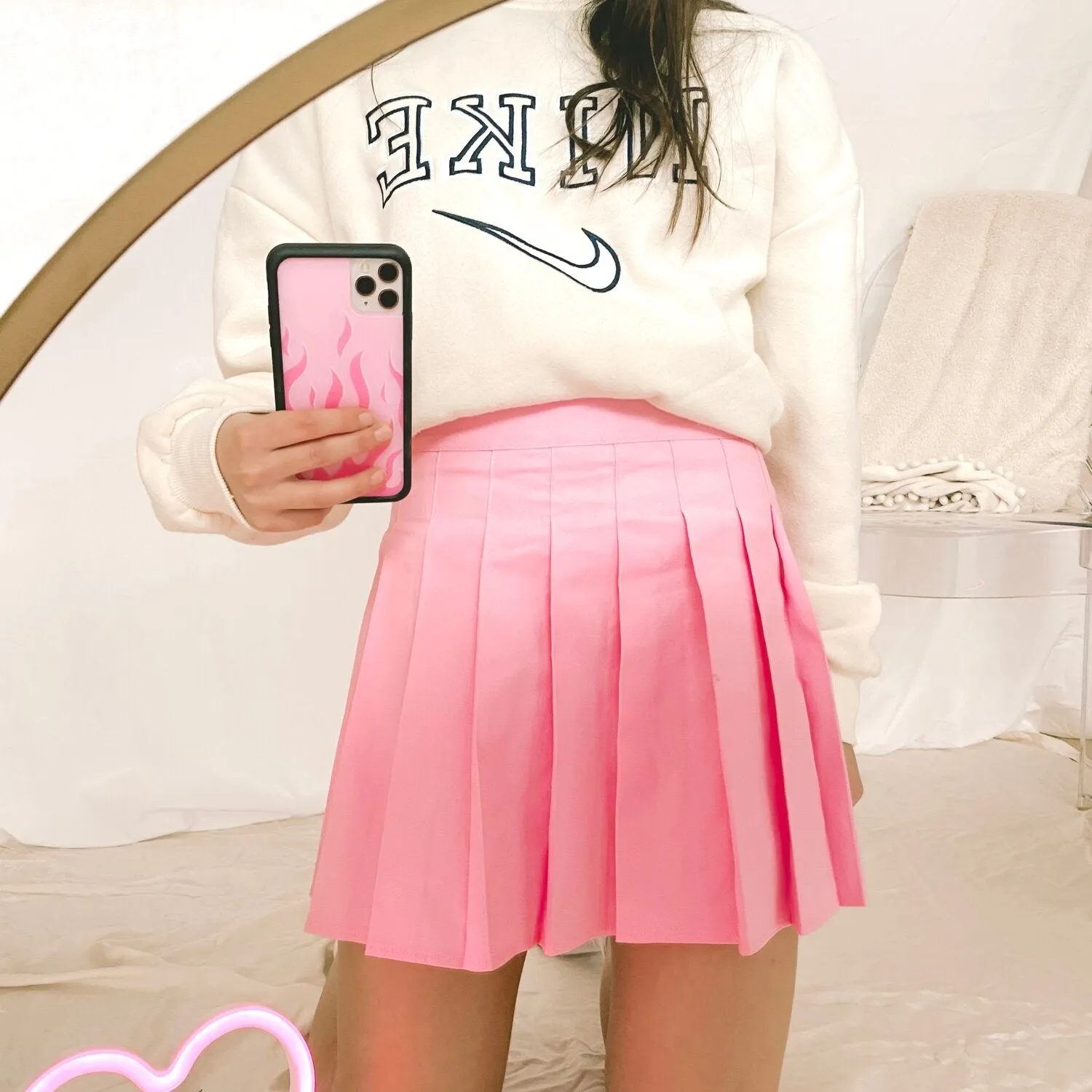 Adalynn Pink Pleated Skiet