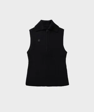 Anell Golf Classic Collar Knit Vest - Black