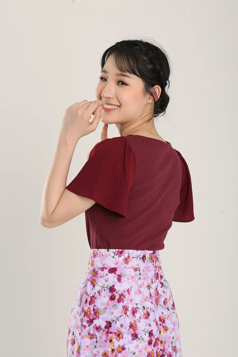 Anitra Top in Claret Red