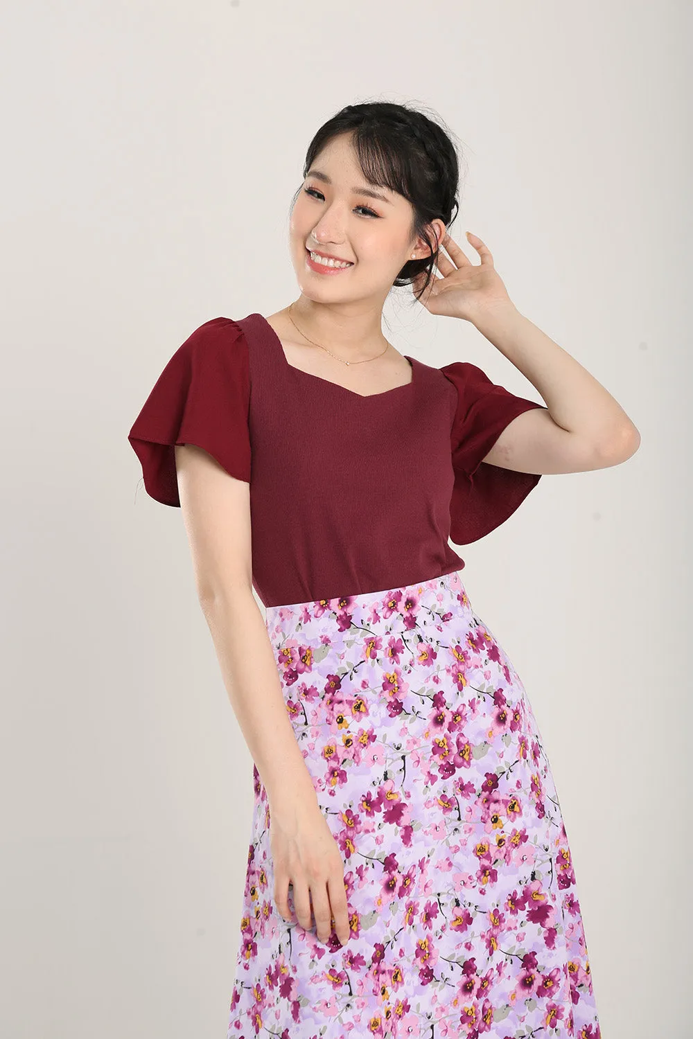Anitra Top in Claret Red