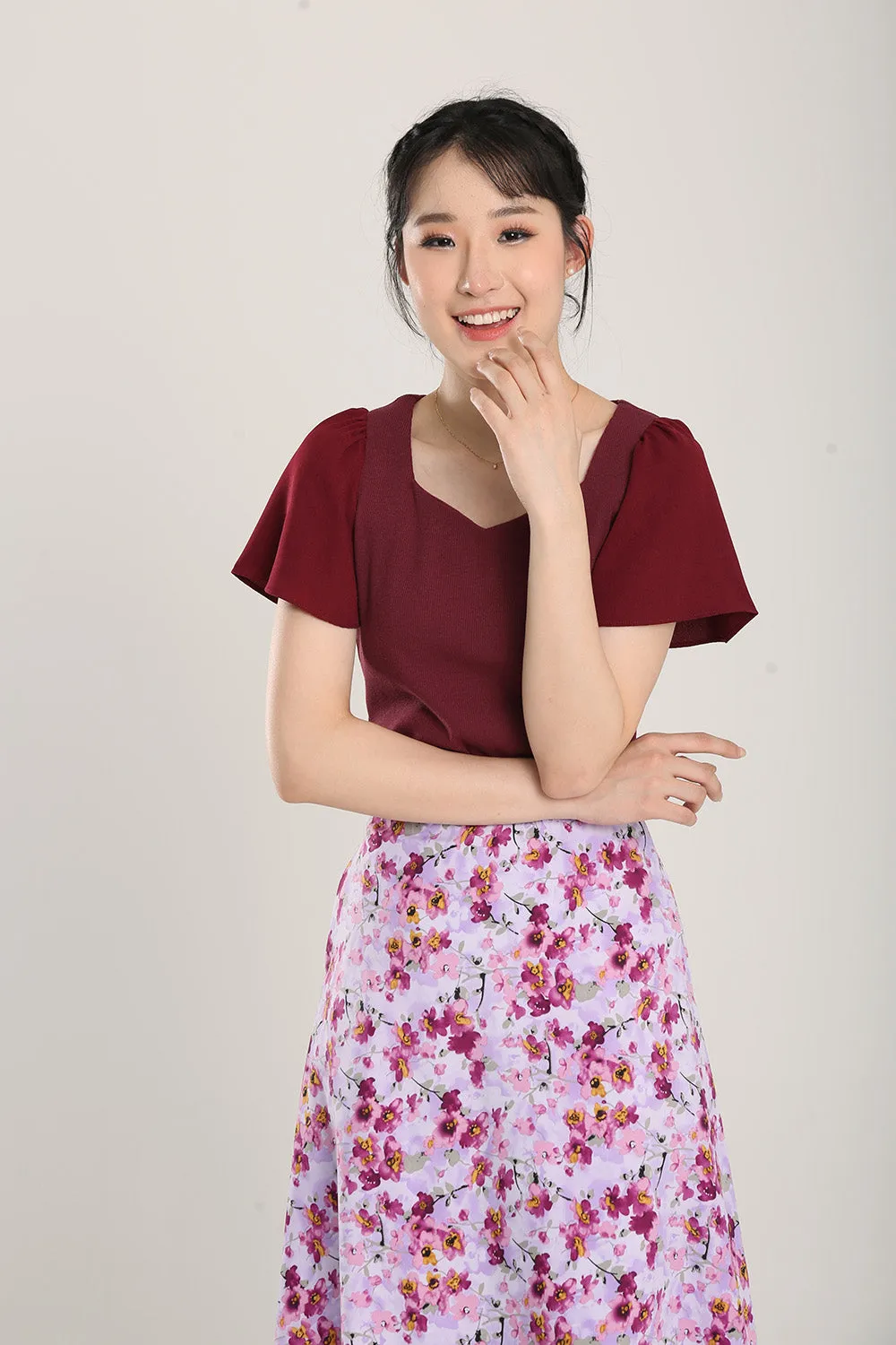Anitra Top in Claret Red