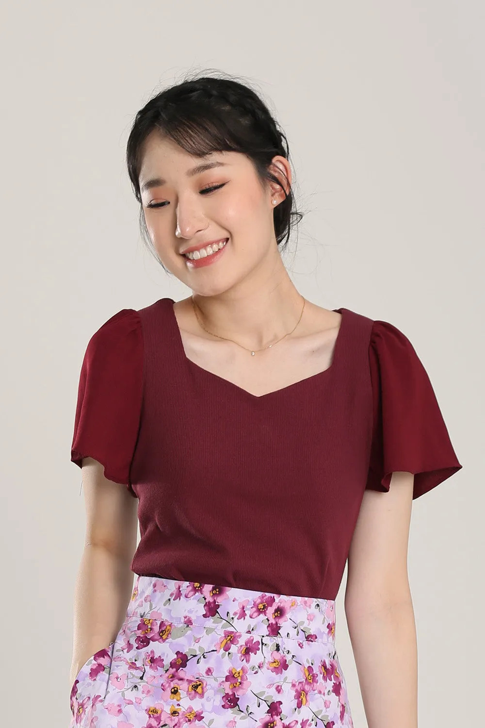 Anitra Top in Claret Red