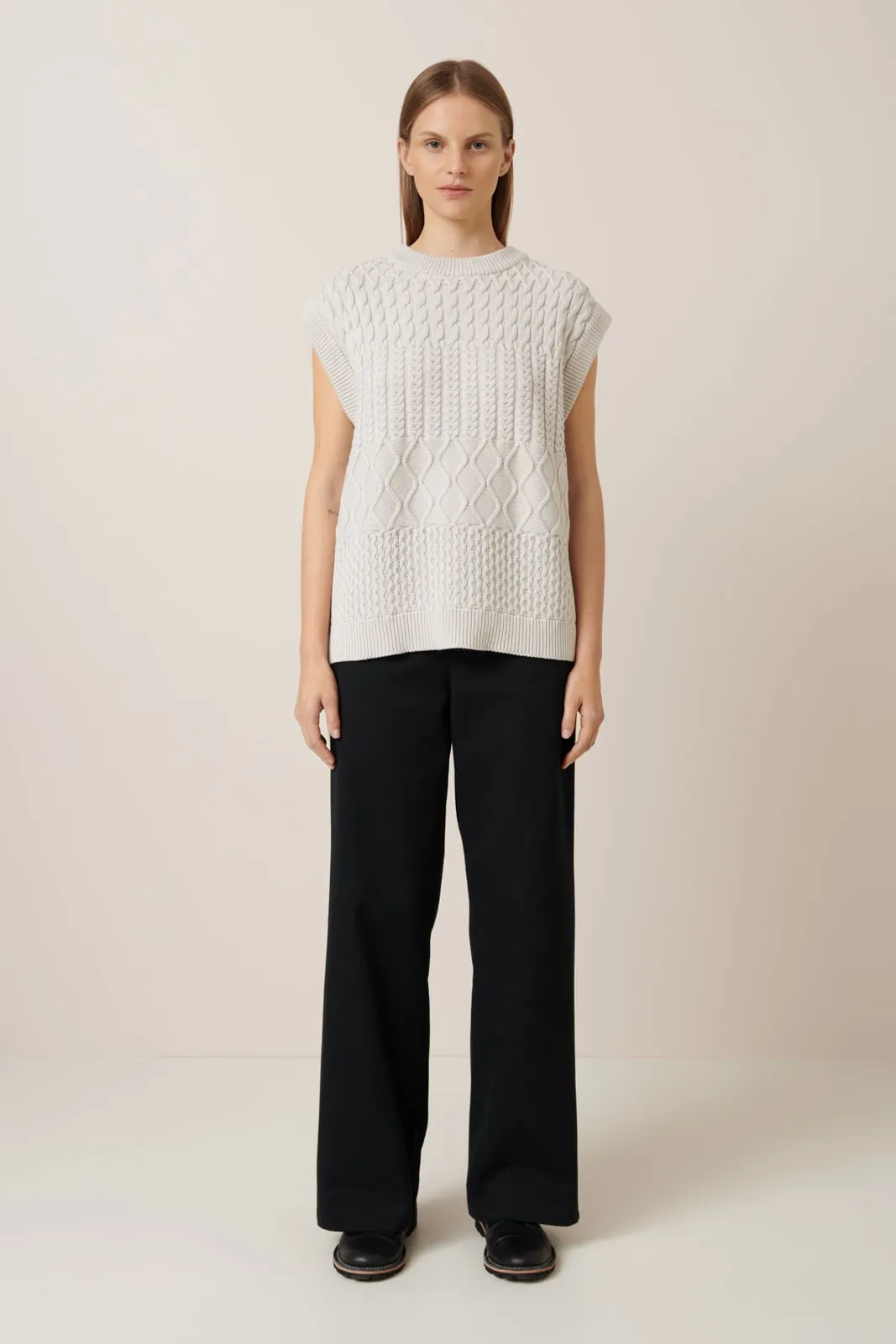 Aran Vest - Oat Melange