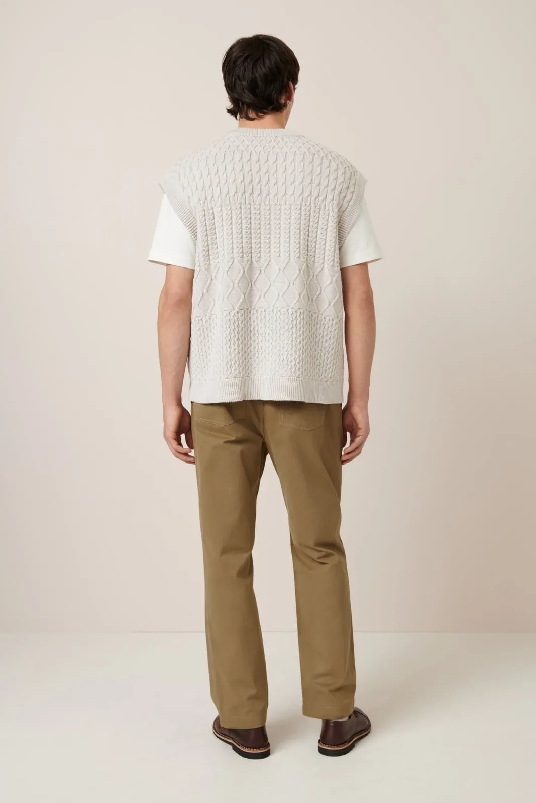 Aran Vest - Oat Melange
