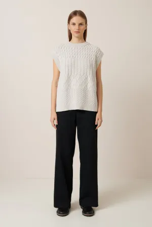 Aran Vest - Oat Melange