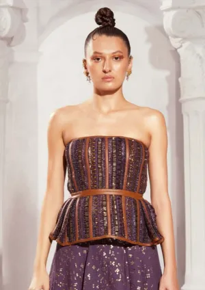 Aubergine embroidered corset