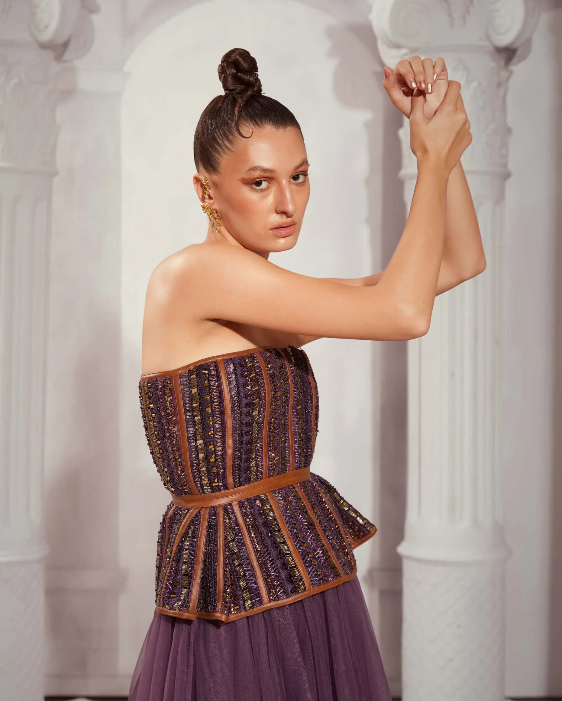 Aubergine embroidered corset