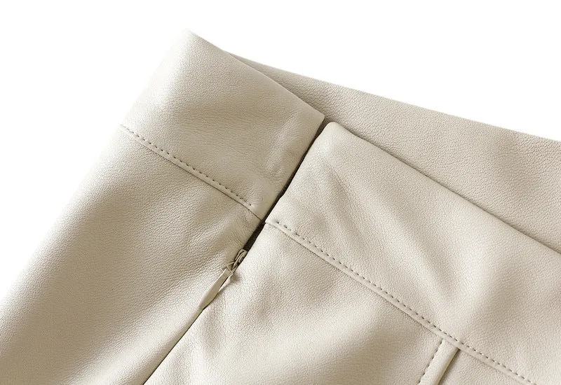 Autumn and Winter High-waisted Mid-length PU Leather Skirt for Women