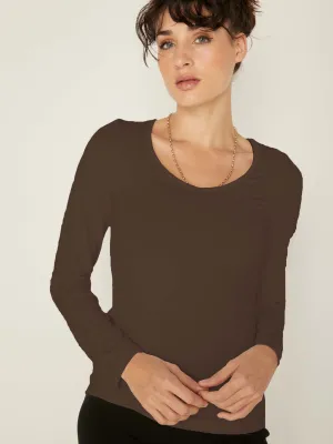 Bamboo V Neck L/S Tee - Cocoa