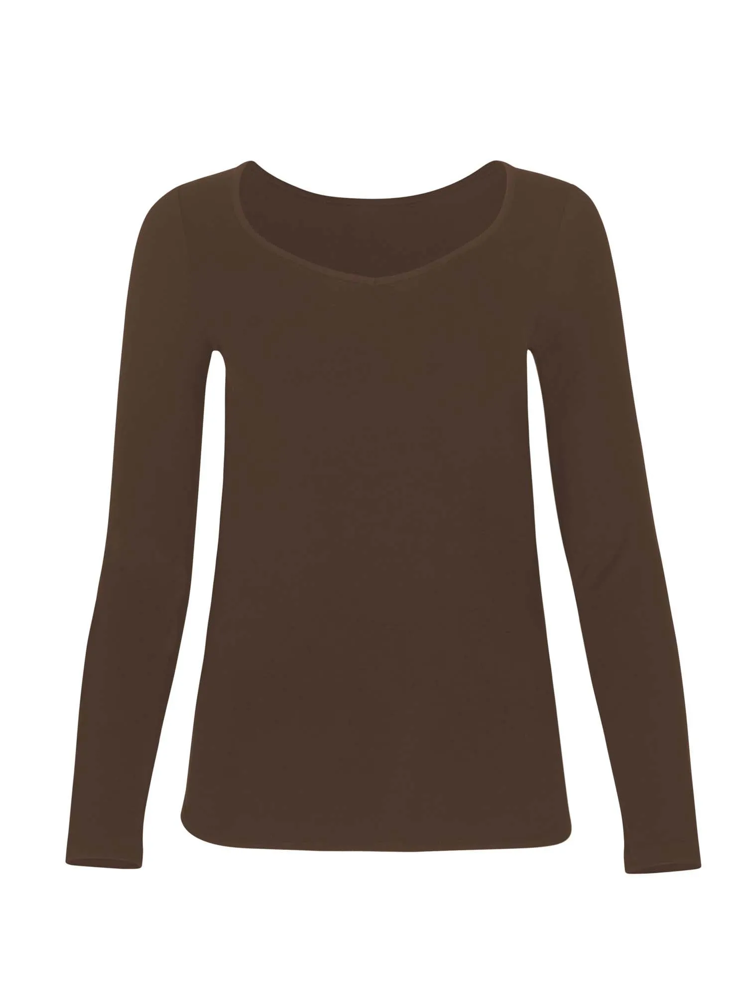 Bamboo V Neck L/S Tee - Cocoa