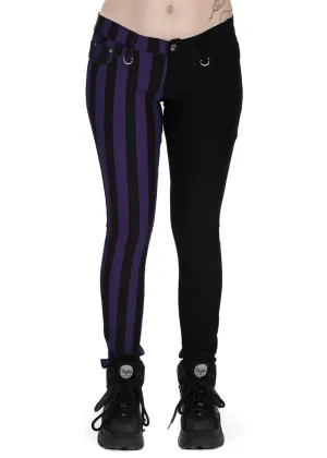 Banned Alternative Damage Striped Trousers Violet Black