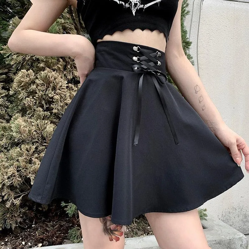 Basic Versatile Flared Casual High Waisted Mini Skirt