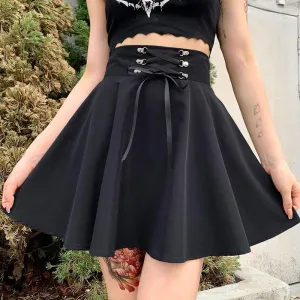 Basic Versatile Flared Casual High Waisted Mini Skirt