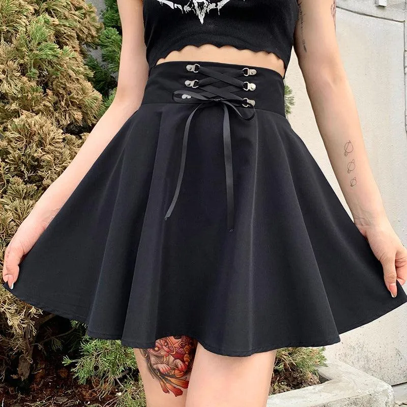 Basic Versatile Flared Casual High Waisted Mini Skirt
