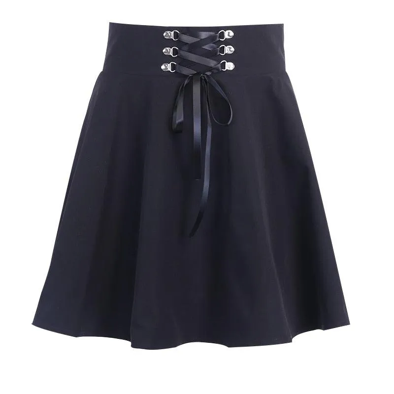 Basic Versatile Flared Casual High Waisted Mini Skirt