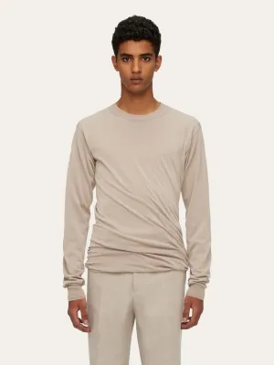 Beige Cotton Layered Sweater