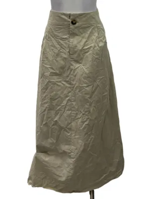 Beige Khaki Button Midi Skirt LB