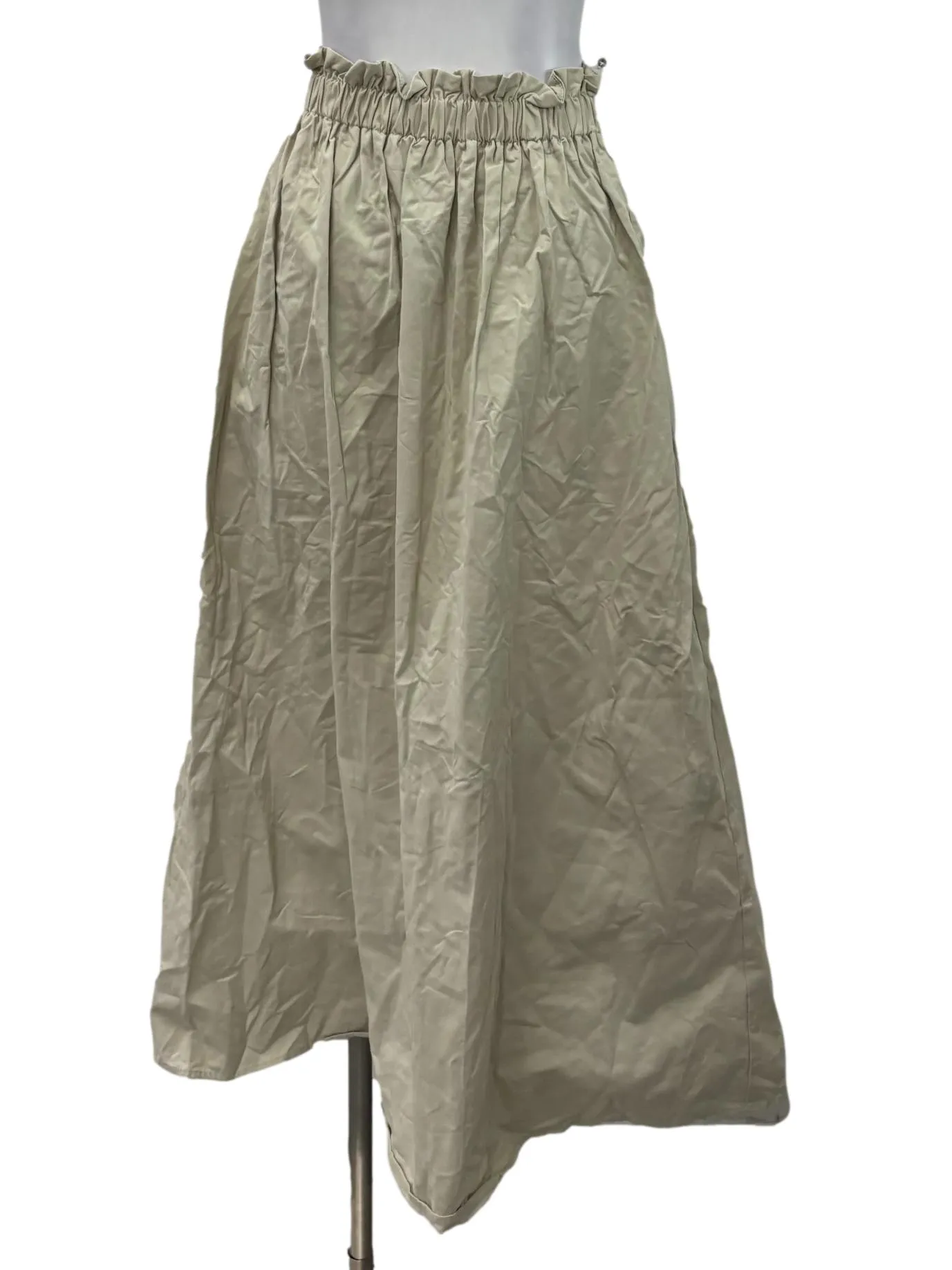 Beige Khaki Button Midi Skirt LB