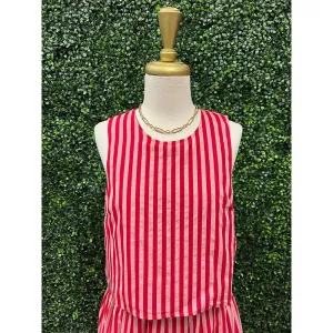 Bella Red Stripe Sleeveless Top