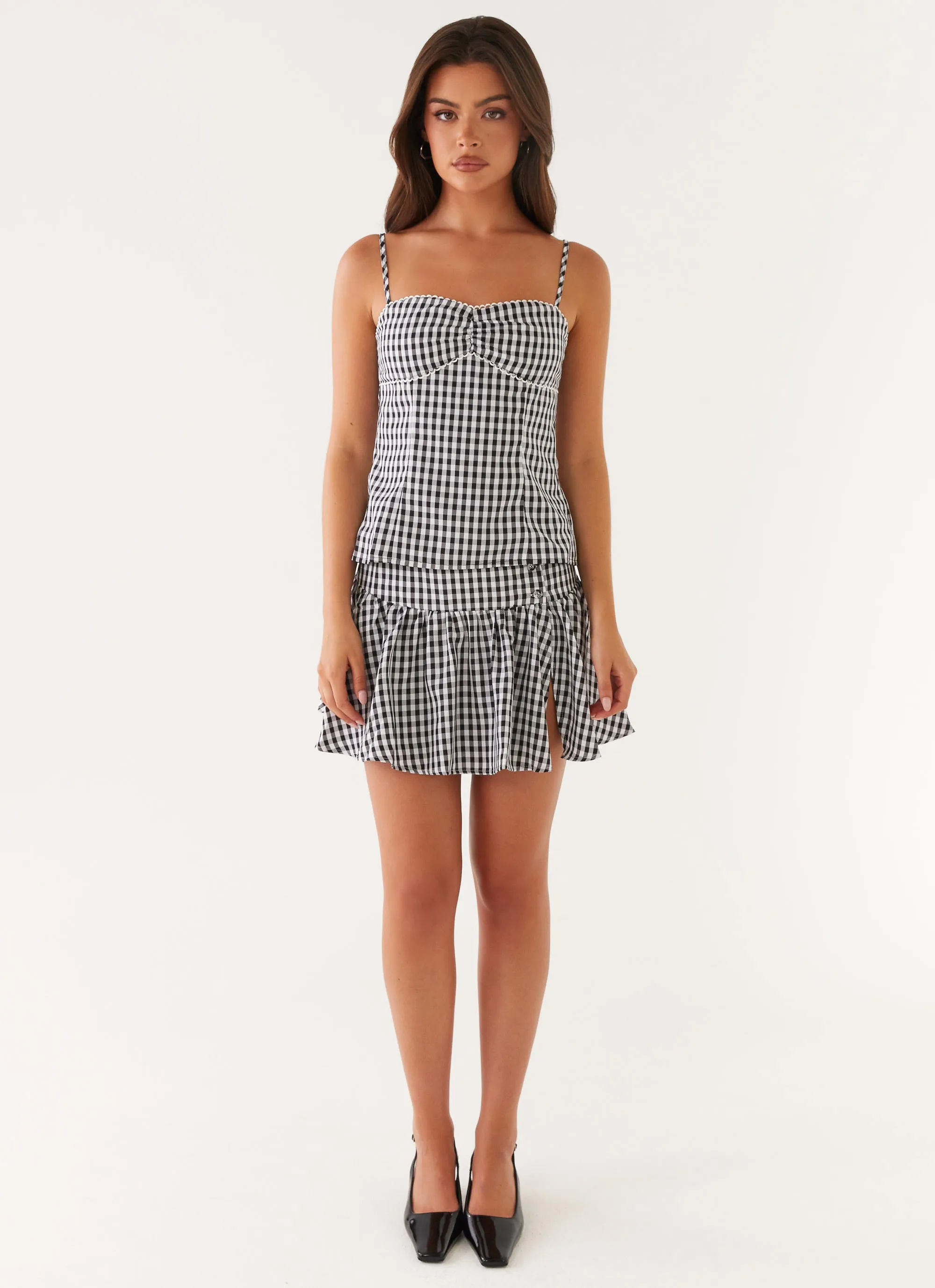 Bellamy Mini Skirt - Black Gingham