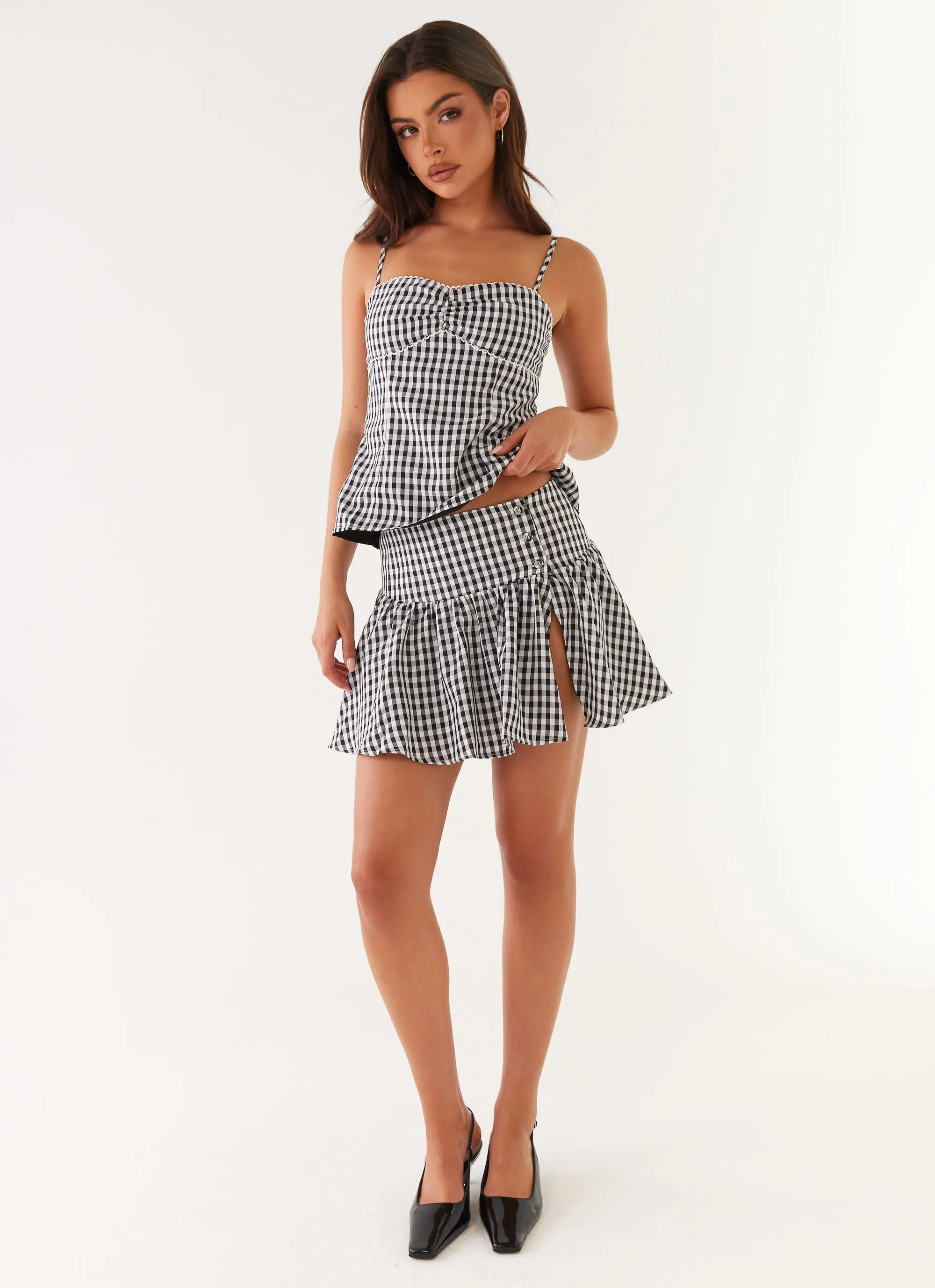 Bellamy Mini Skirt - Black Gingham