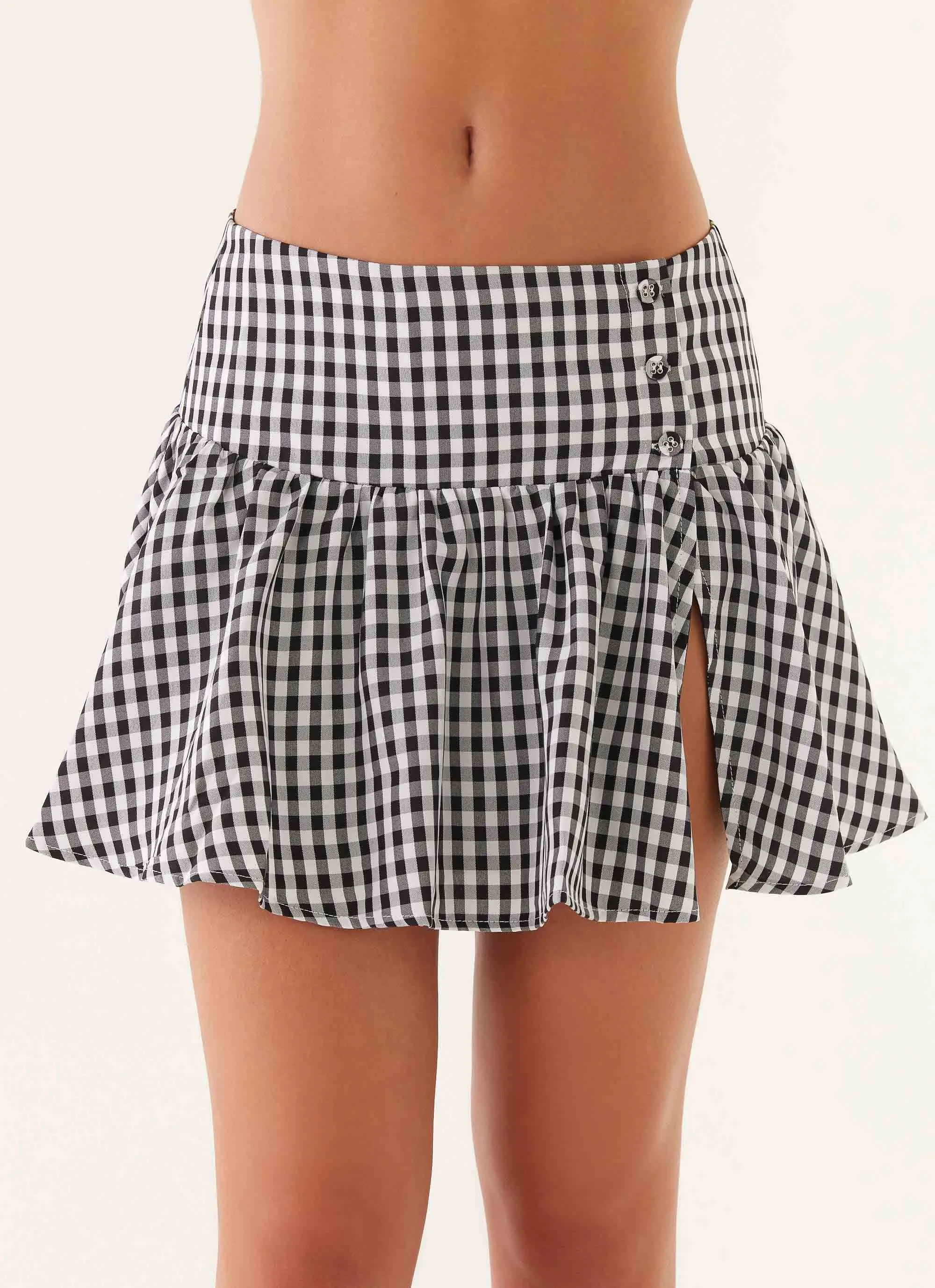 Bellamy Mini Skirt - Black Gingham