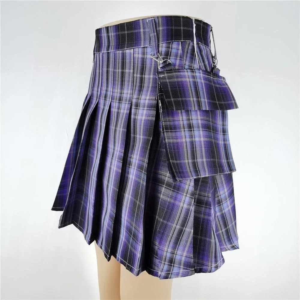 Belt Pleated High Waisted Mini Skirt