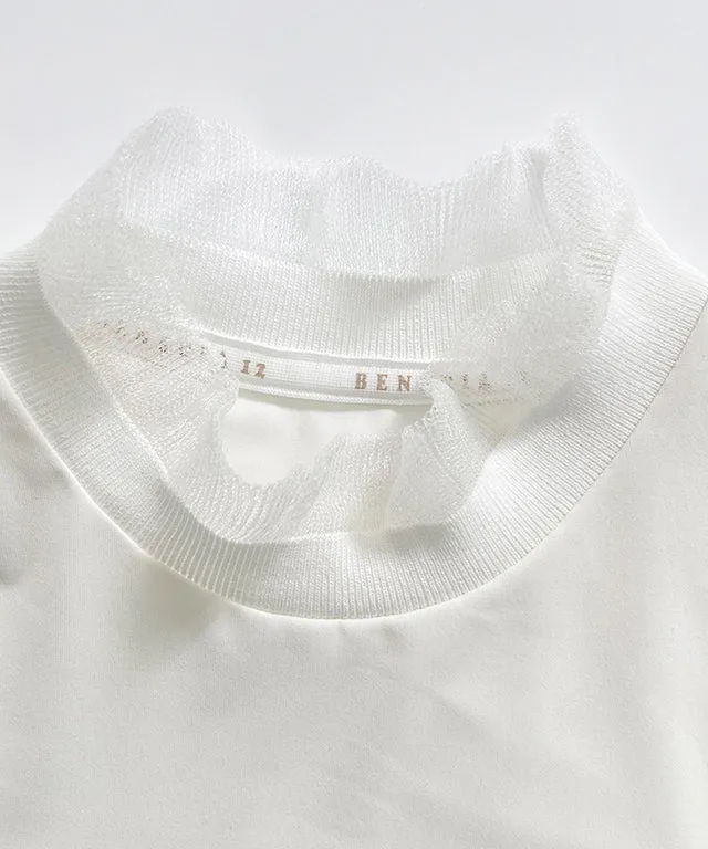BENECIA 12 Shirring Lace Layered Tee - Ivory