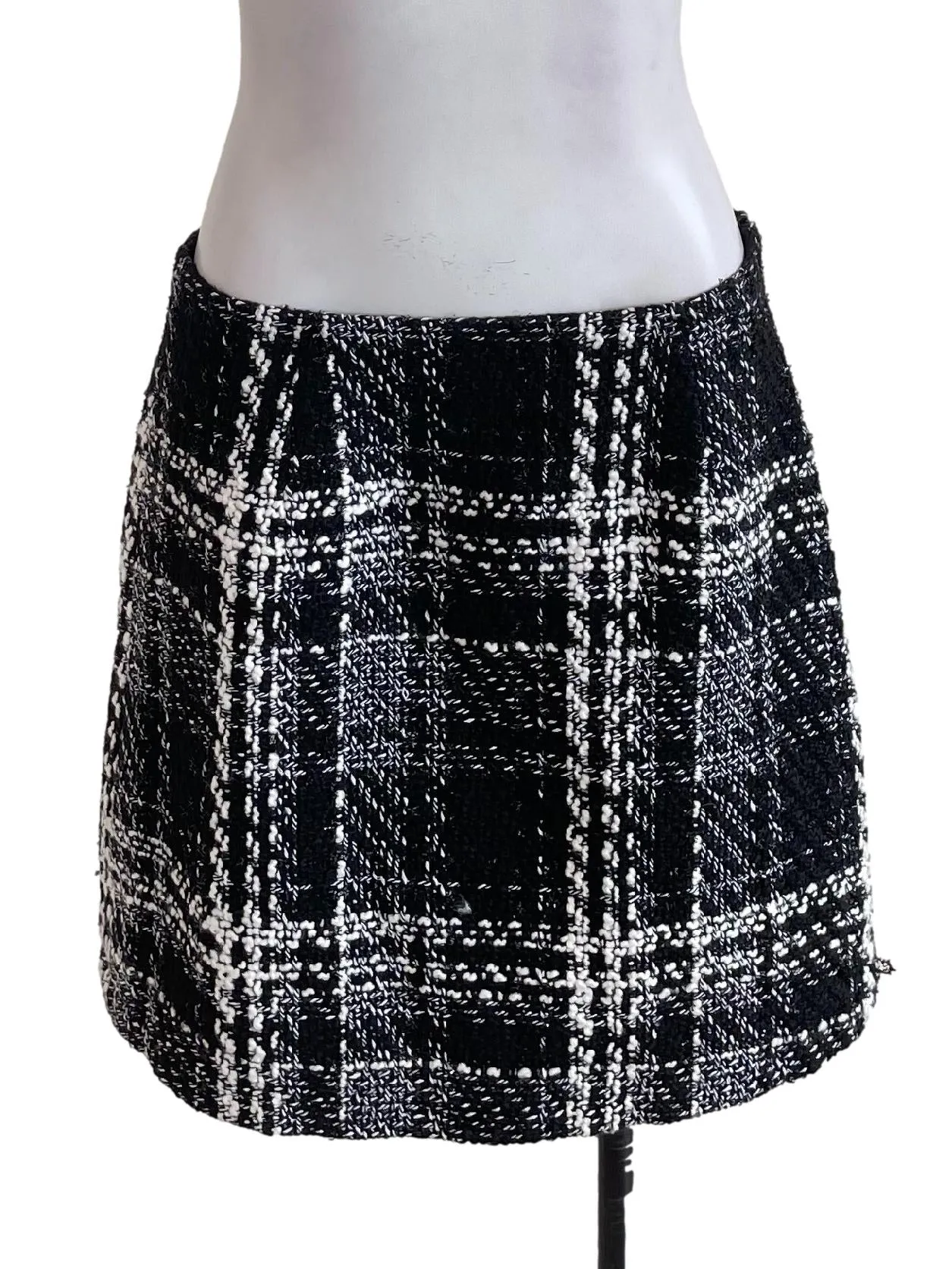 Black Checked Tweed Skirt