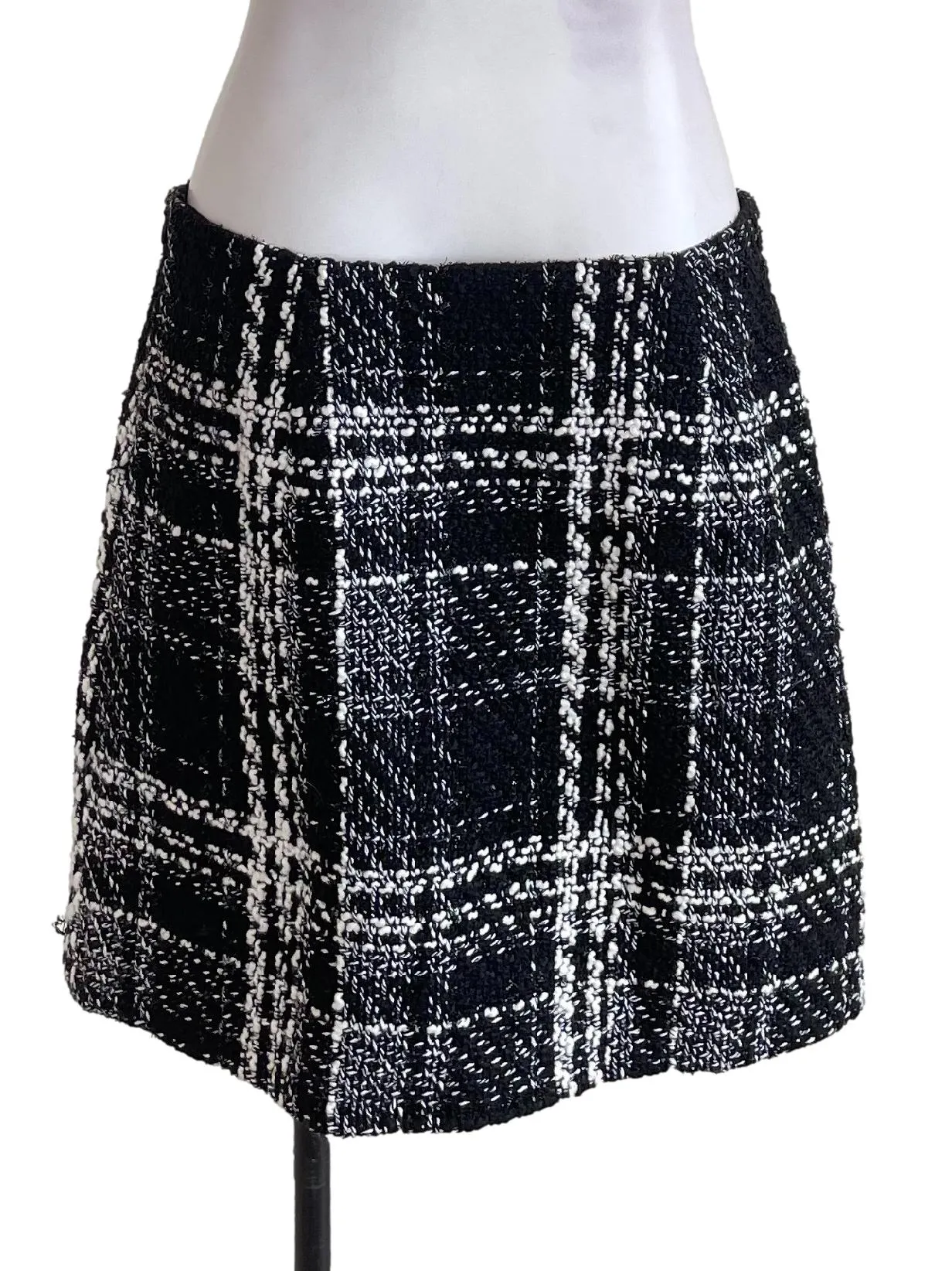 Black Checked Tweed Skirt