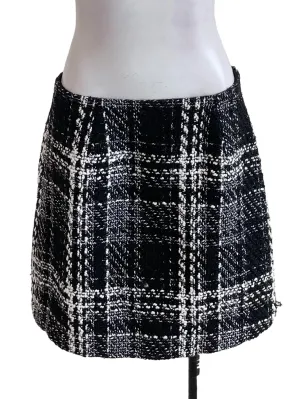 Black Checked Tweed Skirt