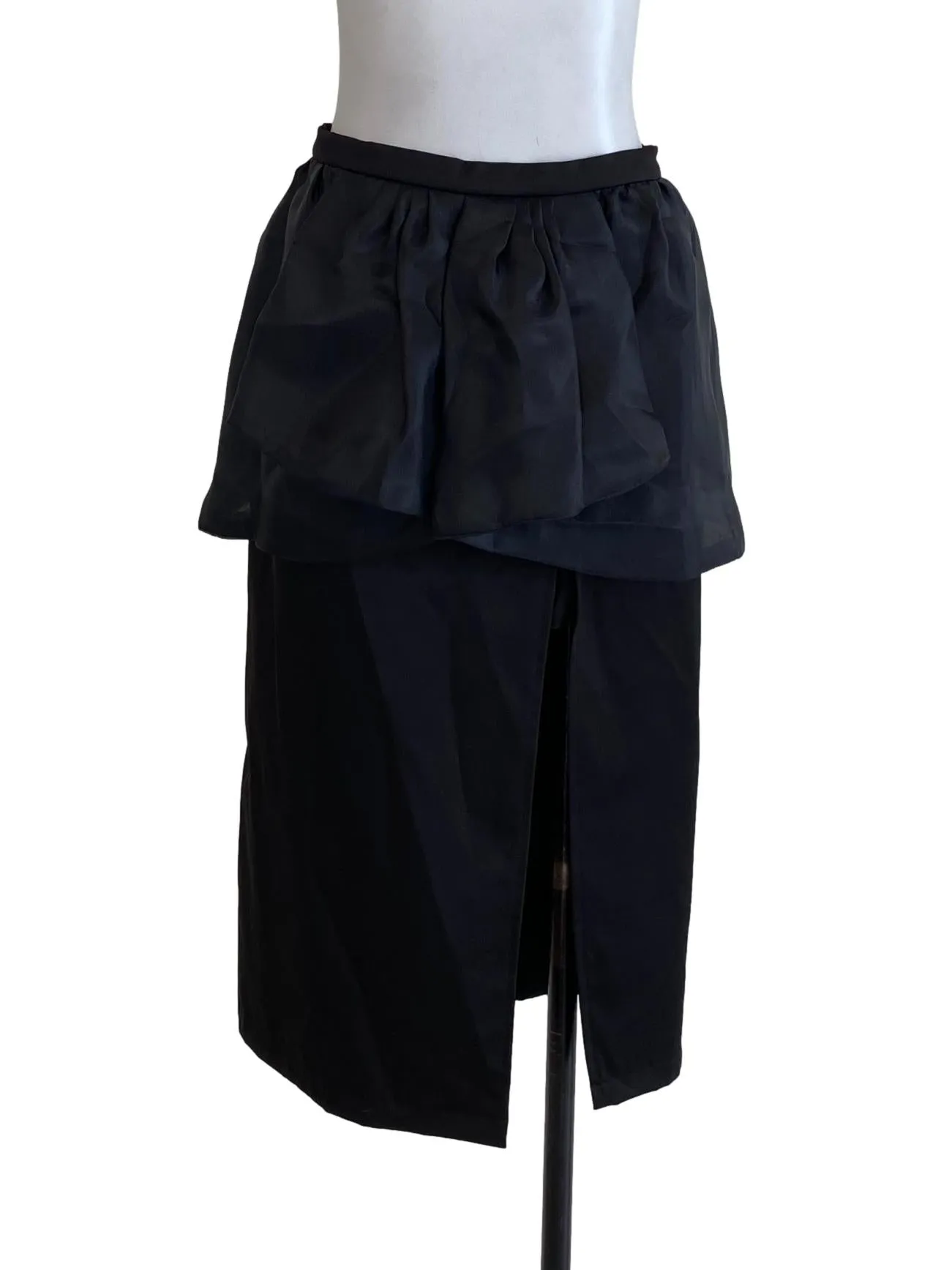 Black Plain Slit Skirt