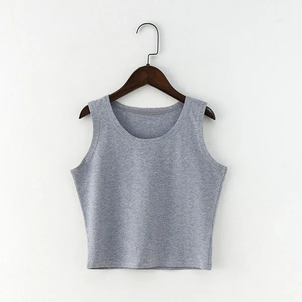 Black Round Neck Sleeveless Harajuku Women's T-shirt Cotton Crop Top Women's Shirt Girls Lady Tee Tops Streetwear Camiseta Mujer