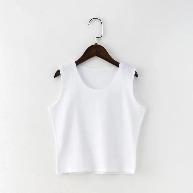 Black Round Neck Sleeveless Harajuku Women's T-shirt Cotton Crop Top Women's Shirt Girls Lady Tee Tops Streetwear Camiseta Mujer