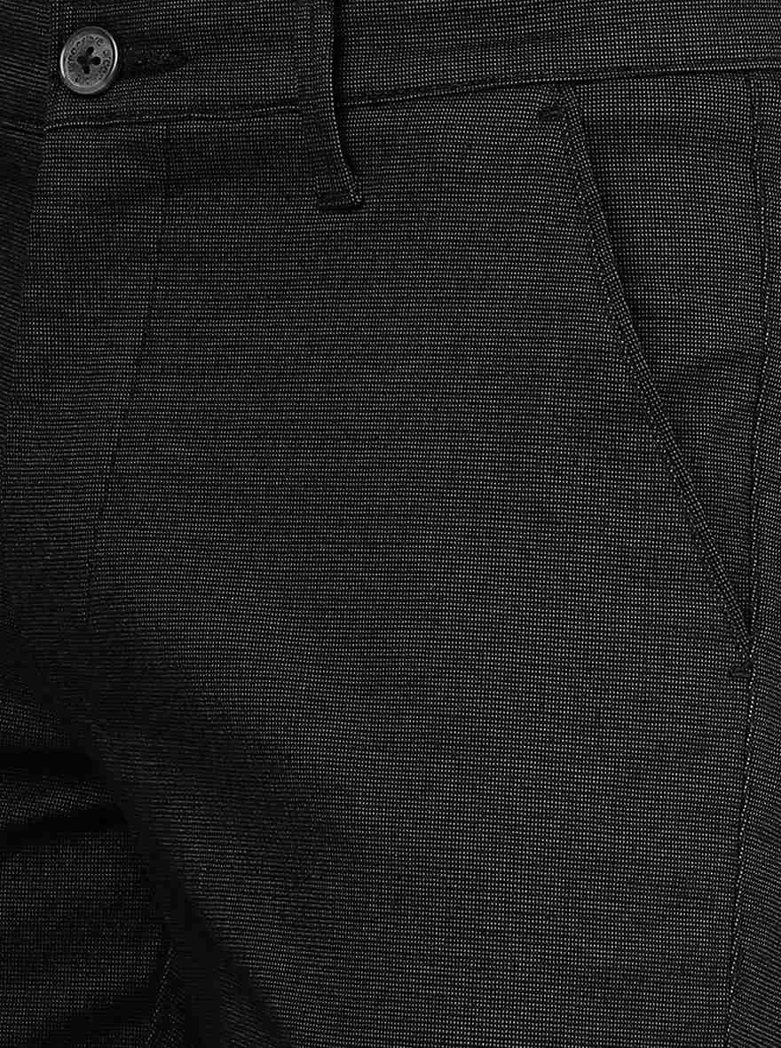 Black Solid Neo Fit Casual Trouser | Greenfibre