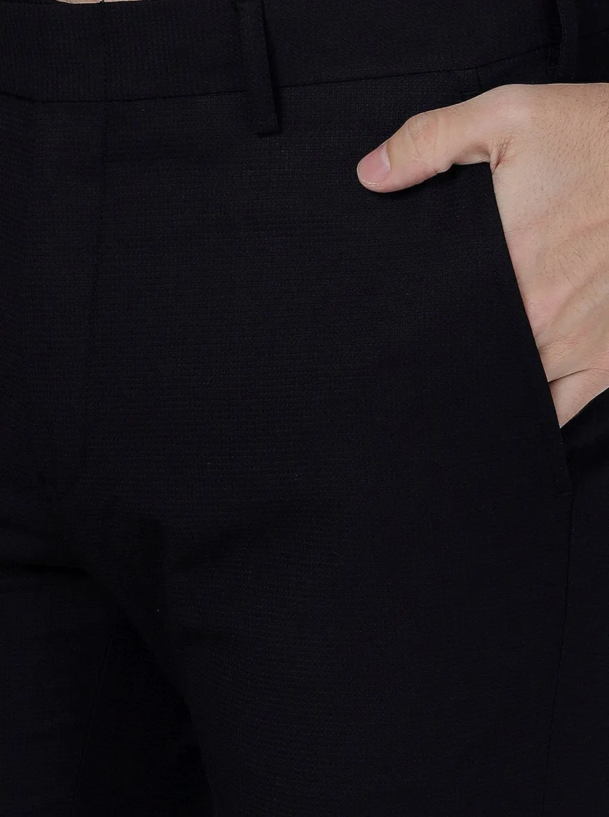 Black Solid Slim Fit Formal Trouser | Greenfibre