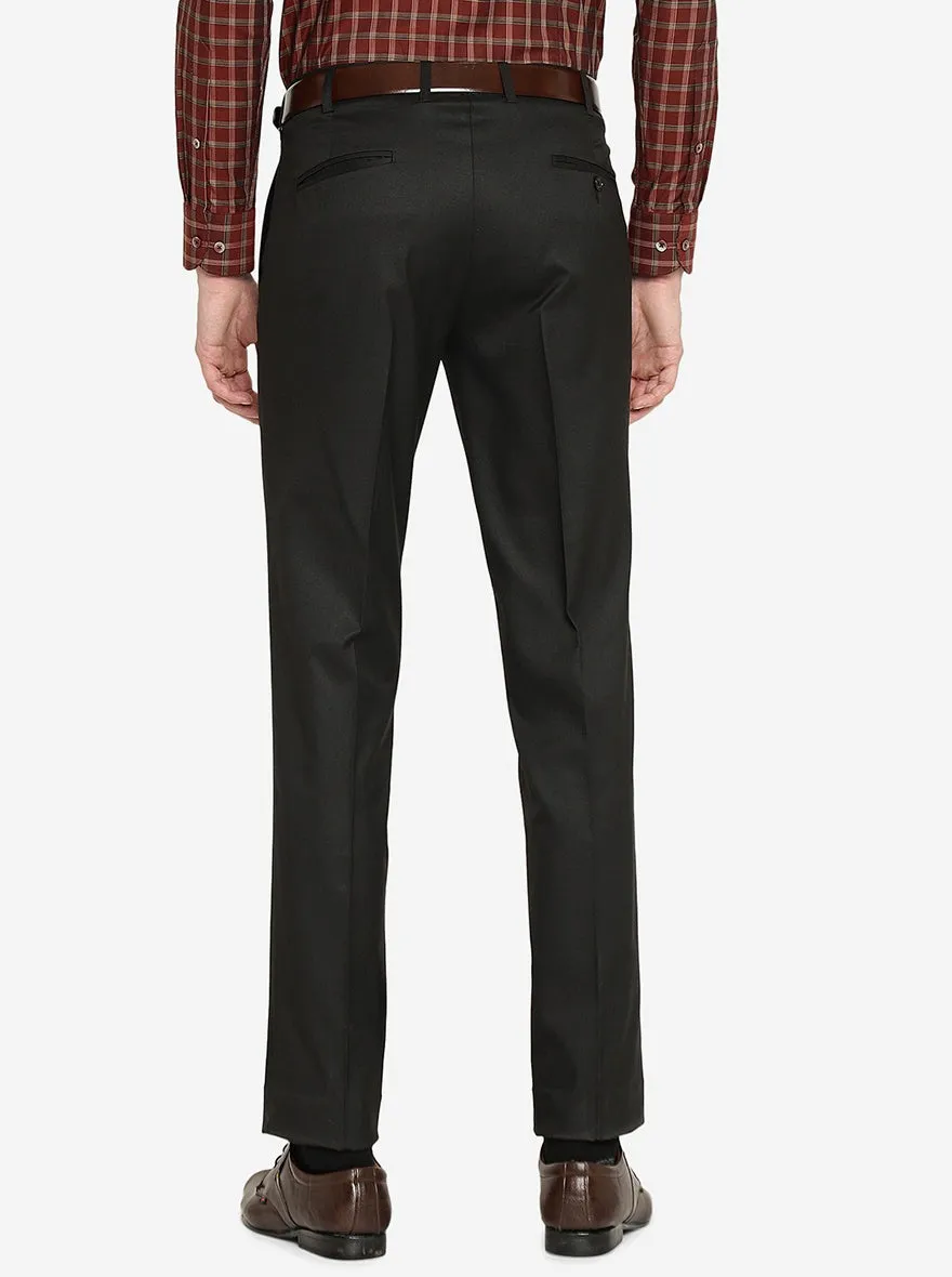 Black Solid Slim Fit Formal Trouser | Greenfibre