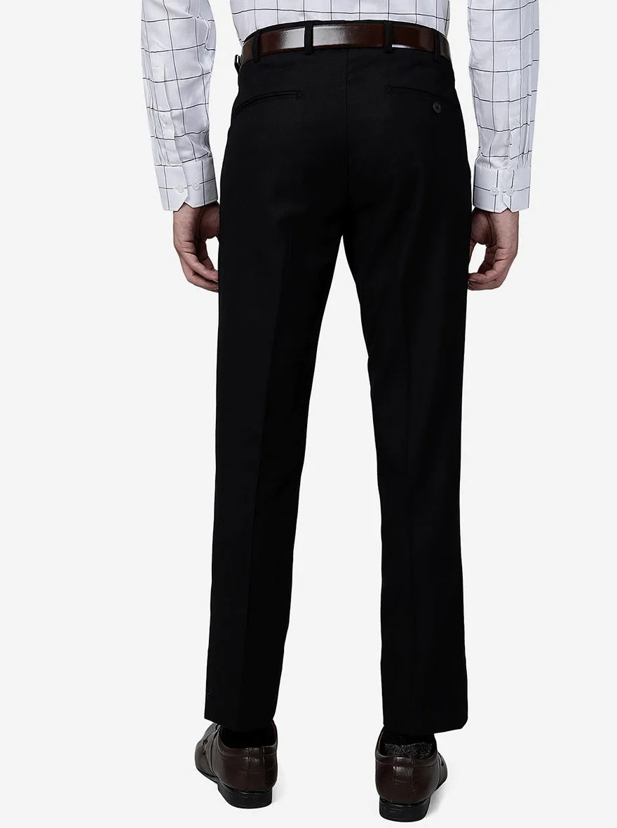 Black Solid Slim Fit Formal Trouser | Greenfibre