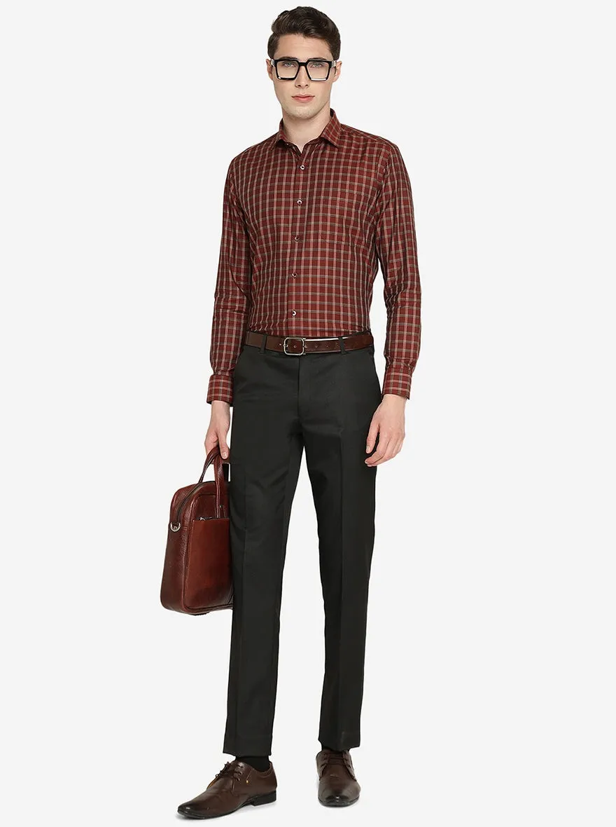 Black Solid Slim Fit Formal Trouser | Greenfibre