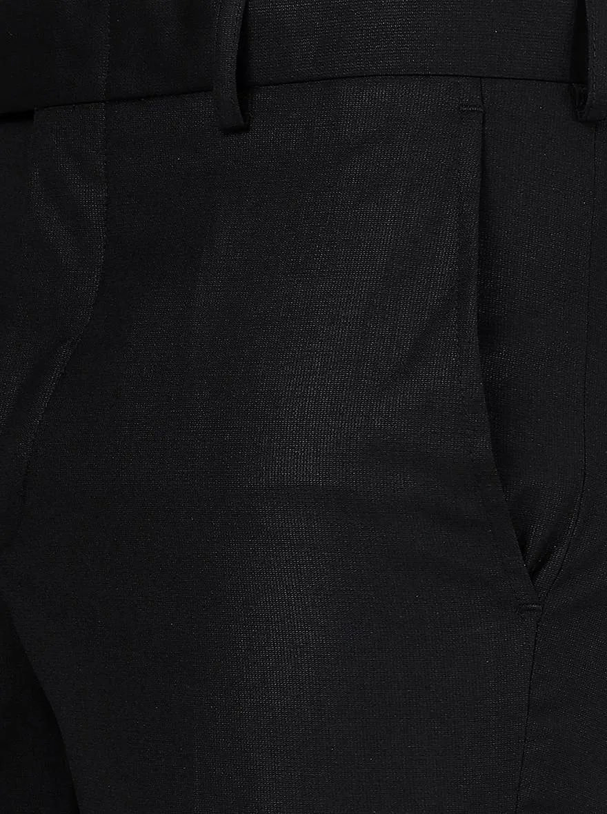 Black Solid Slim Fit Formal Trouser | Greenfibre