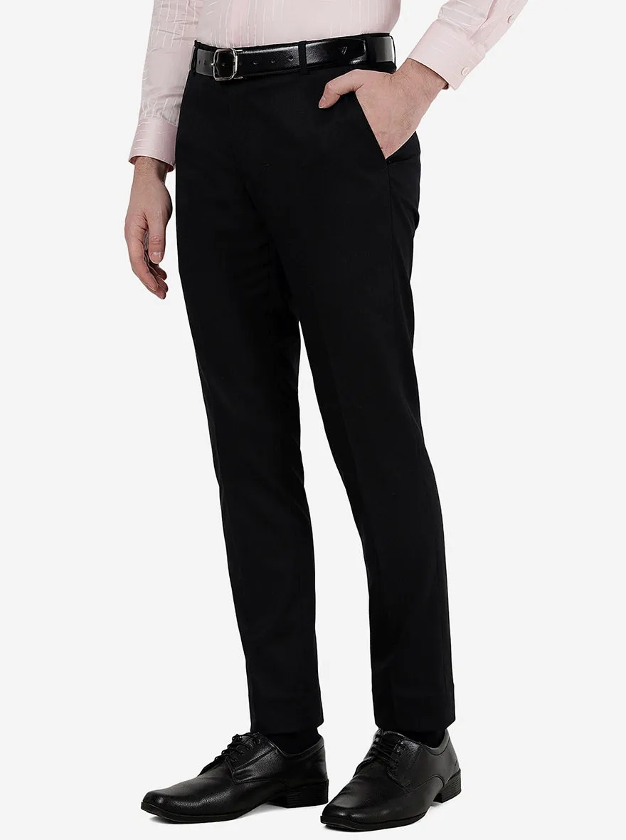 Black Solid Super Slim Fit Formal Trouser | JadeBlue