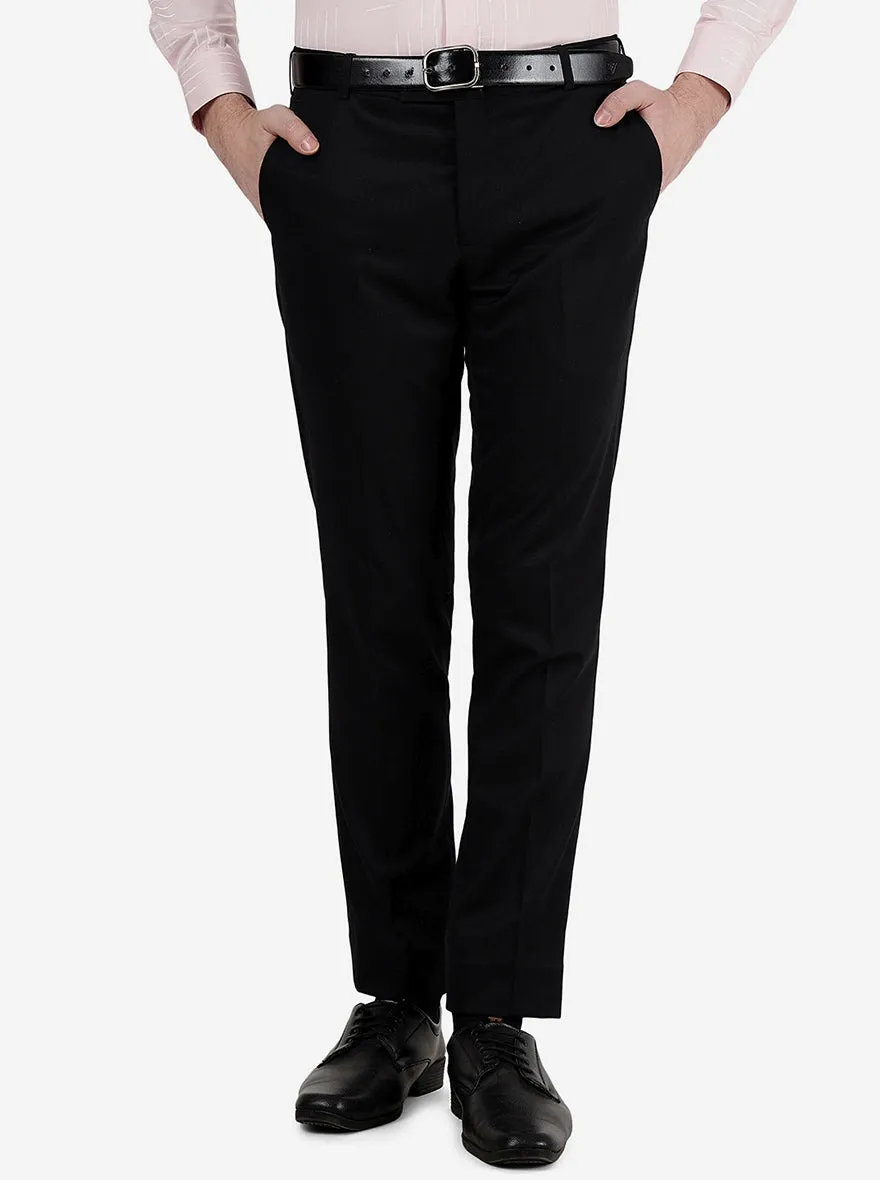 Black Solid Super Slim Fit Formal Trouser | JadeBlue